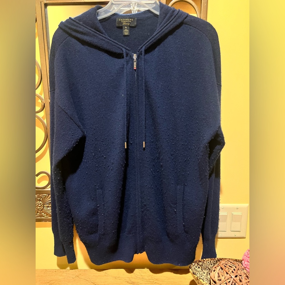 Cashmere zipper hooded sweater